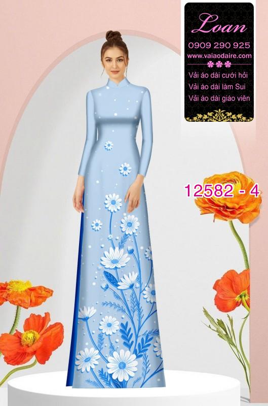 Vải áo dài hoa in 3D