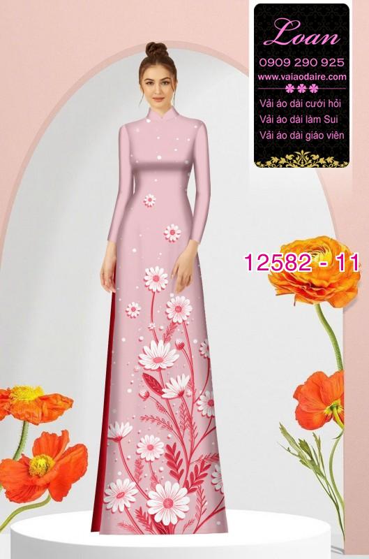 Vải áo dài hoa in 3D