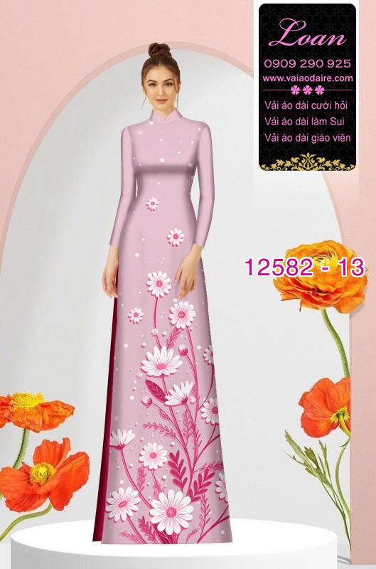 Vải áo dài hoa in 3D
