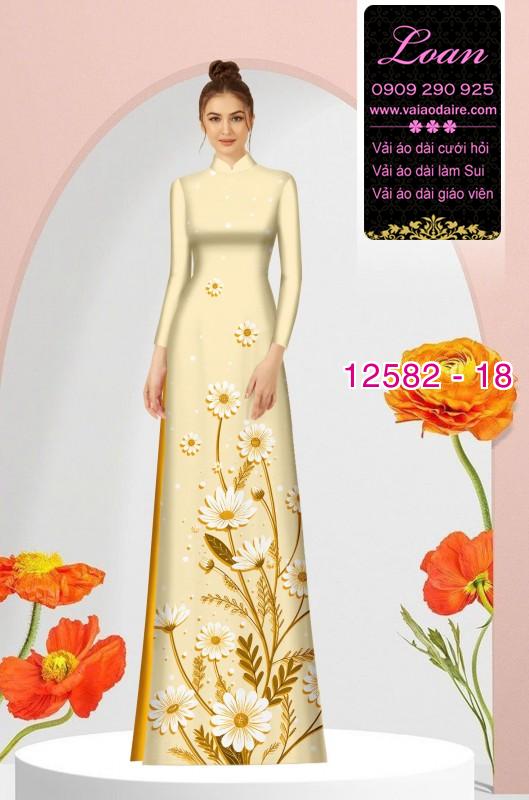 Vải áo dài hoa in 3D