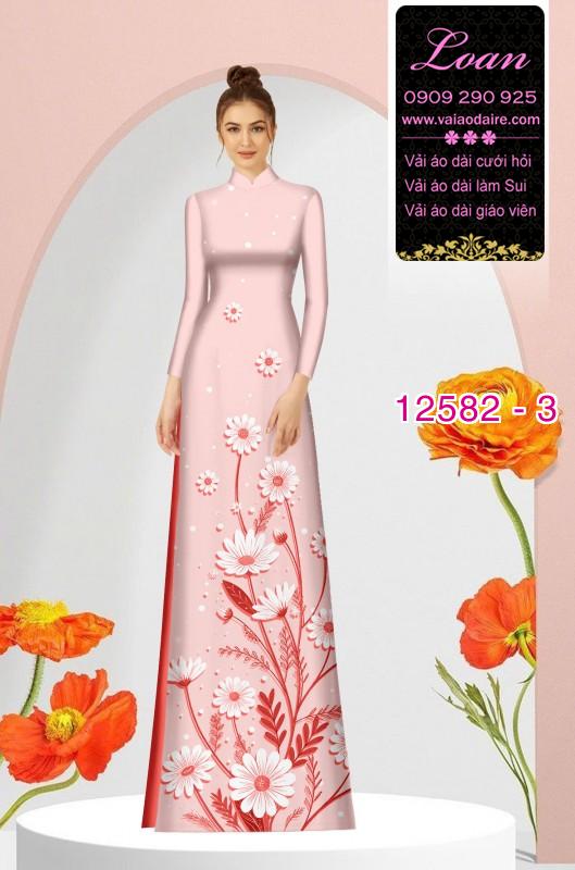 Vải áo dài hoa in 3D