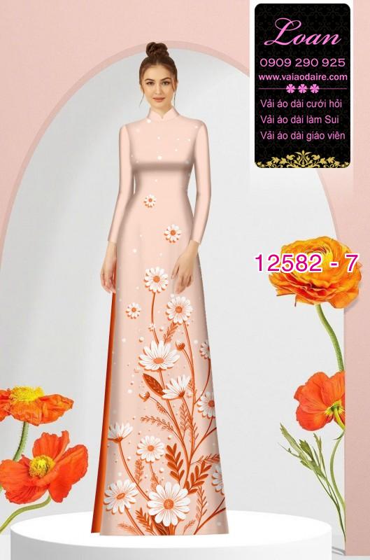 Vải áo dài hoa in 3D