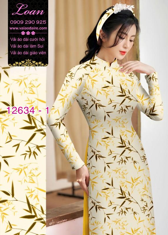 Vải áo dài hình cành trúc Vải áo dài hình cành trúc