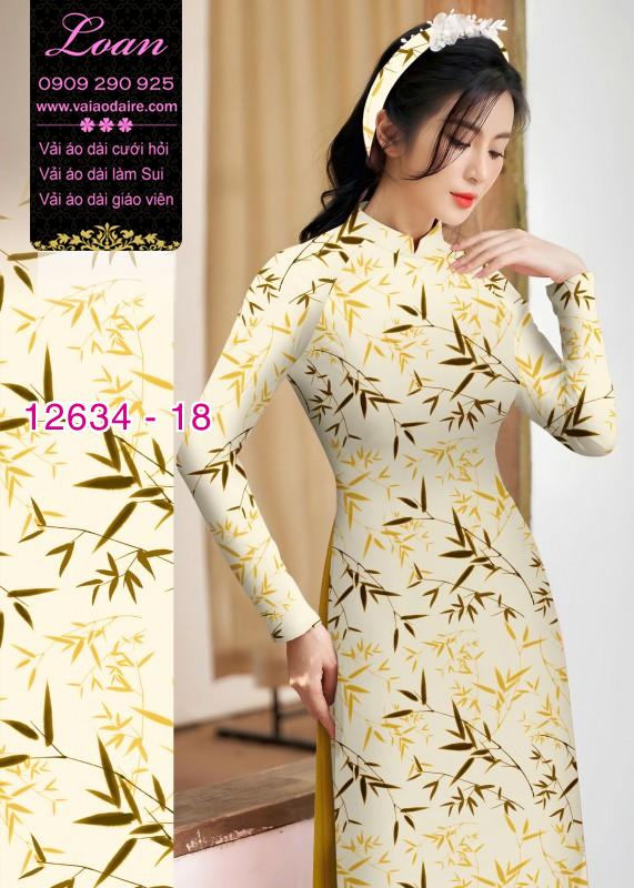 Vải áo dài hình cành trúc Vải áo dài hình cành trúc
