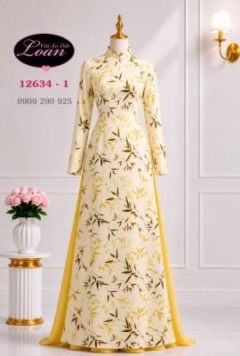 Vải áo dài hình cành trúc-DT 12634