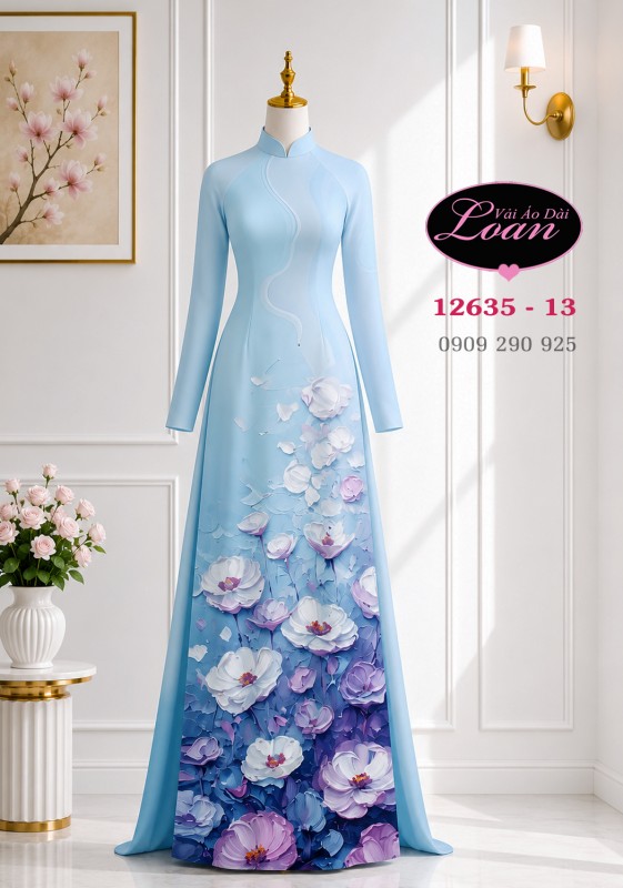 Vải áo dài hoa in 3D