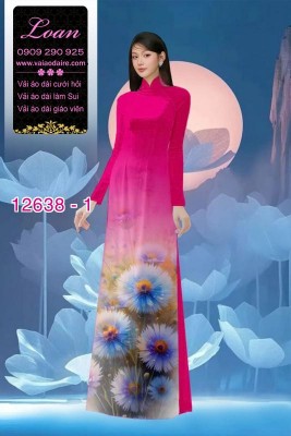 Vải áo dài hoa bồ công anh in 3D-DT 12638