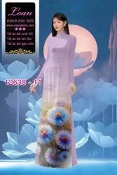 Vải áo dài hoa bồ công anh in 3D
