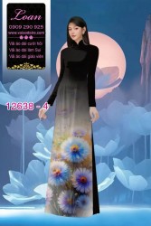 Vải áo dài hoa bồ công anh in 3D
