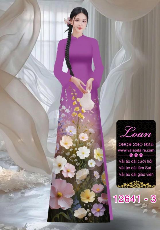 Vải áo dài hoa in 3D Vải áo dài hoa in 3D