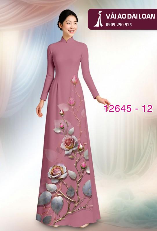 Vải áo dài hoa hồng in 3D Vải áo dài hoa hồng in 3D
