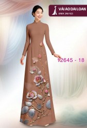 Vải áo dài hoa hồng in 3D