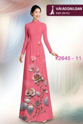 Vải áo dài hoa hồng in 3D