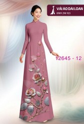 Vải áo dài hoa hồng in 3D