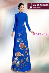 Vải áo dài hoa hồng in 3D