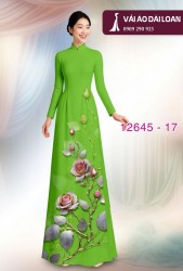 Vải áo dài hoa hồng in 3D