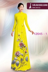 Vải áo dài hoa hồng in 3D