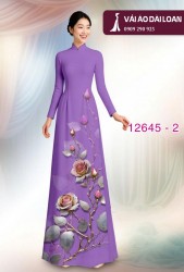 Vải áo dài hoa hồng in 3D