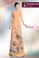 Vải áo dài hoa hồng in 3D