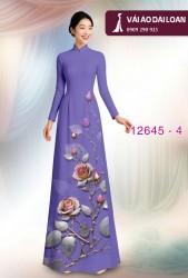 Vải áo dài hoa hồng in 3D