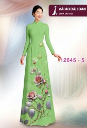 Vải áo dài hoa hồng in 3D