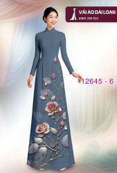 Vải áo dài hoa hồng in 3D