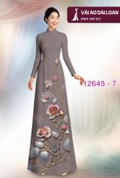 Vải áo dài hoa hồng in 3D