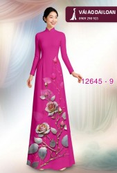 Vải áo dài hoa hồng in 3D