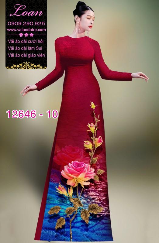 Vải áo dài hoa hồng in 3D