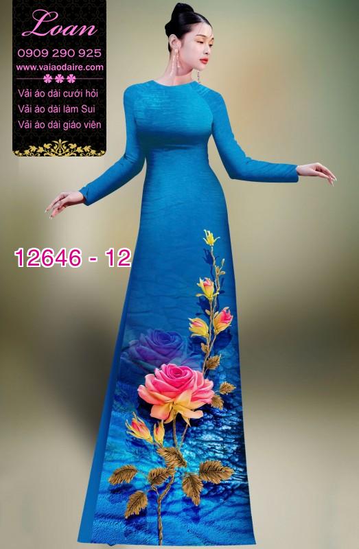 Vải áo dài hoa hồng in 3D