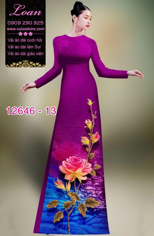 Vải áo dài hoa hồng in 3D