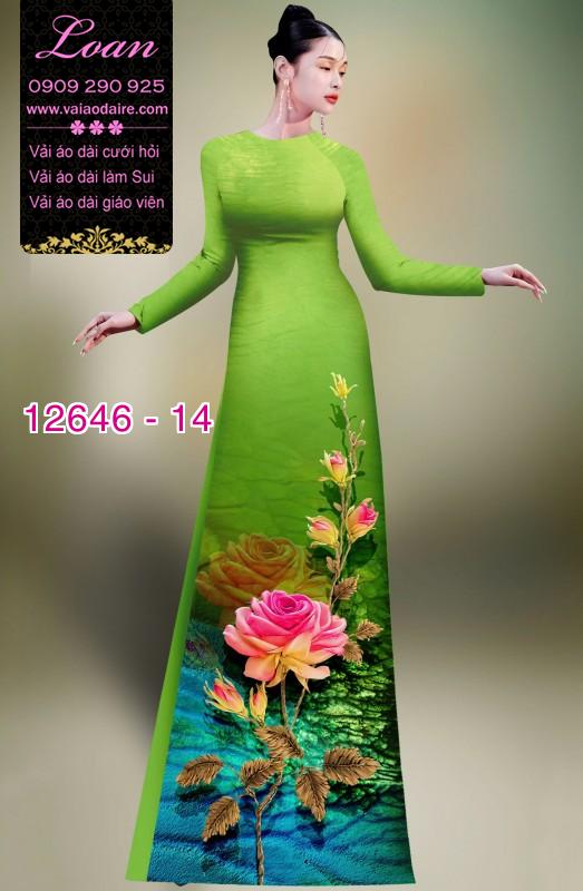 Vải áo dài hoa hồng in 3D