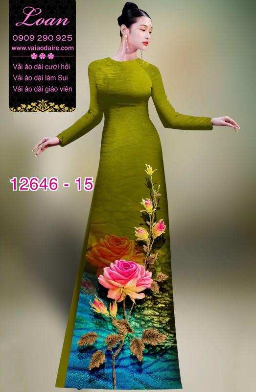 Vải áo dài hoa hồng in 3D