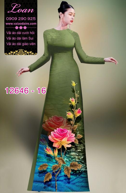 Vải áo dài hoa hồng in 3D