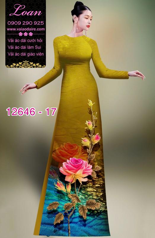 Vải áo dài hoa hồng in 3D