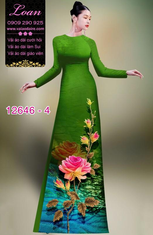 Vải áo dài hoa hồng in 3D