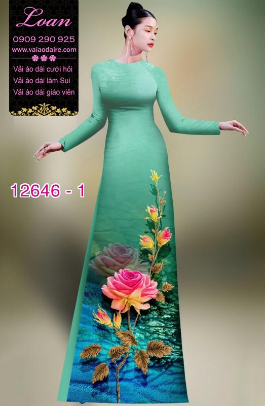 Vải áo dài hoa hồng in 3D