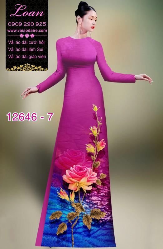 Vải áo dài hoa hồng in 3D