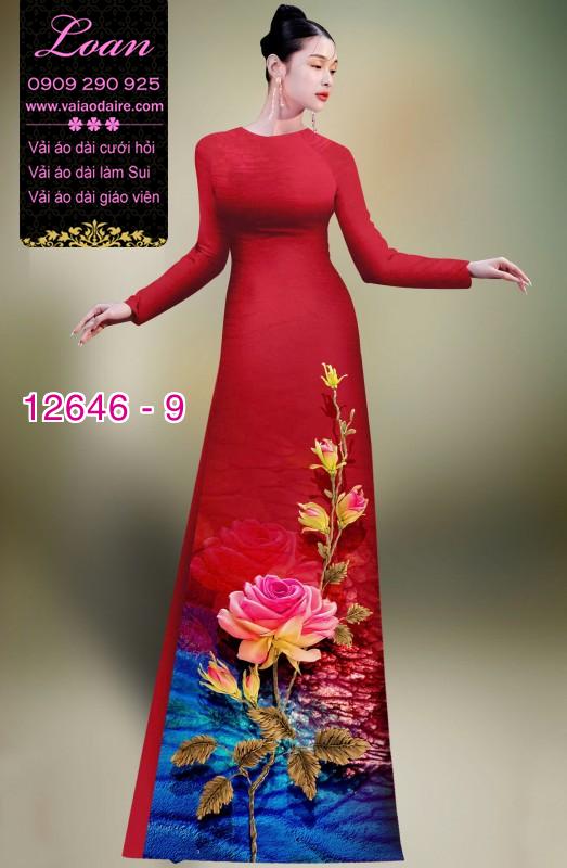 Vải áo dài hoa hồng in 3D