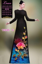 Vải áo dài hoa hồng in 3D