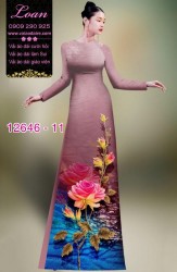 Vải áo dài hoa hồng in 3D