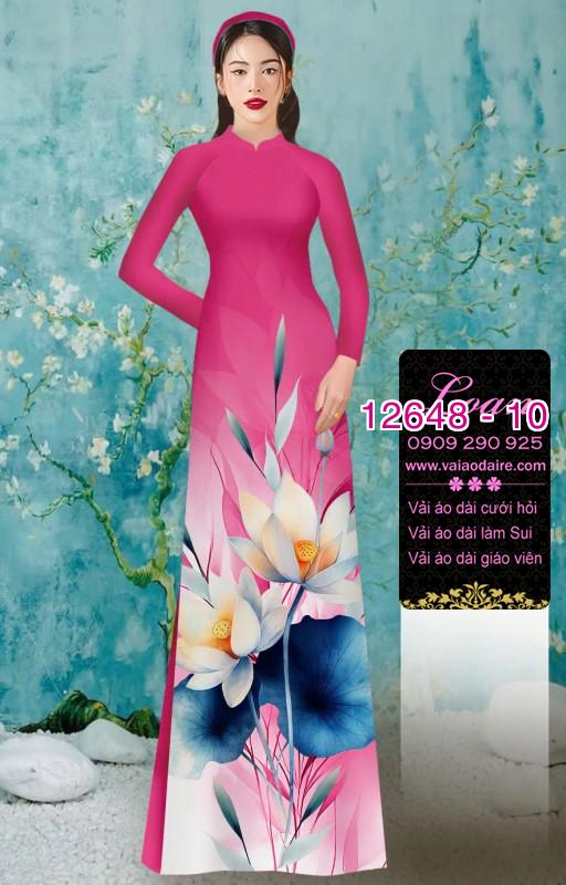 Vải áo dài hoa sen in 3D