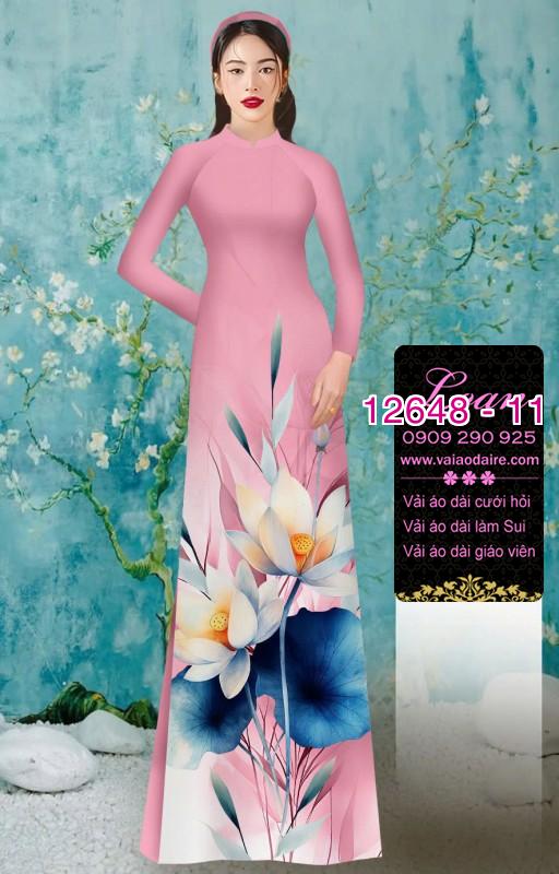 Vải áo dài hoa sen in 3D