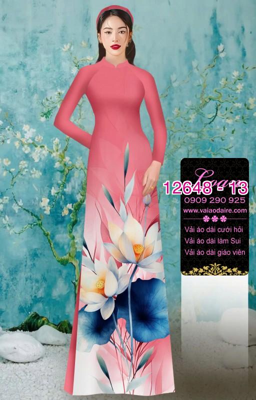 Vải áo dài hoa sen in 3D