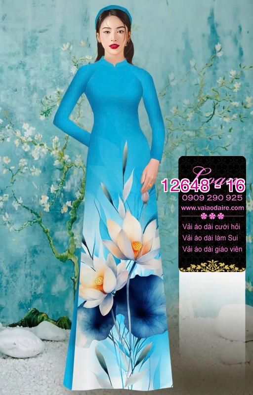 Vải áo dài hoa sen in 3D