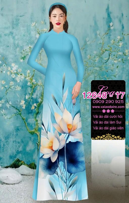 Vải áo dài hoa sen in 3D