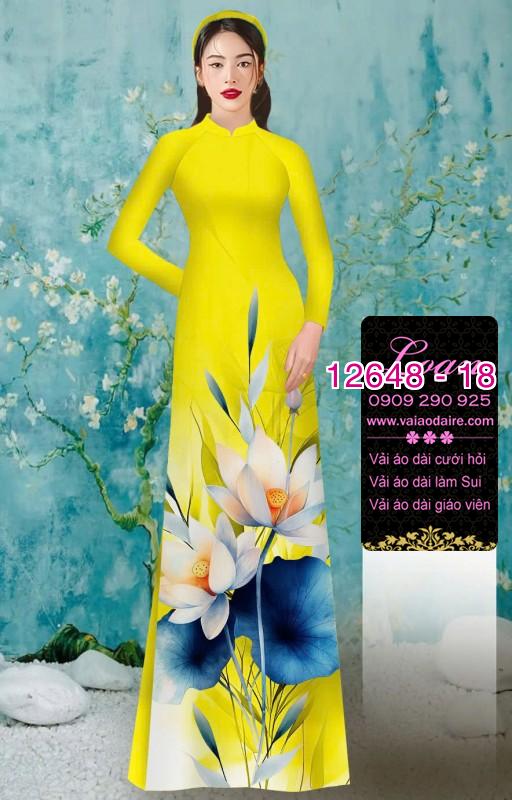 Vải áo dài hoa sen in 3D