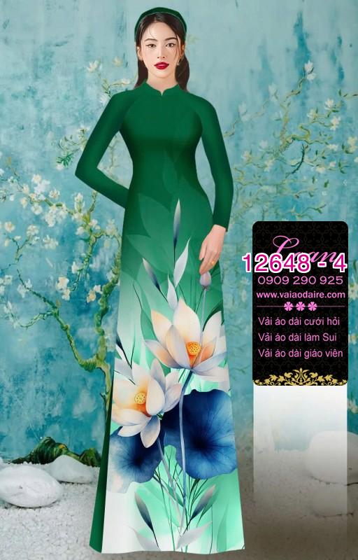 Vải áo dài hoa sen in 3D