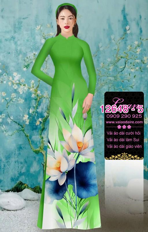 Vải áo dài hoa sen in 3D