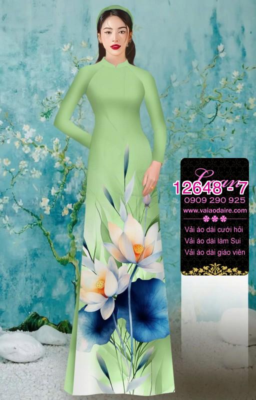 Vải áo dài hoa sen in 3D